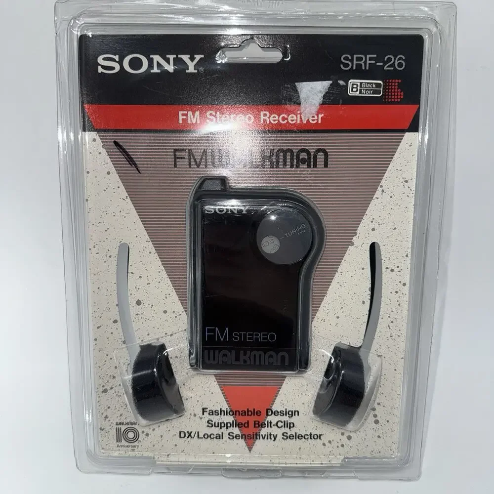 NEW SEALED Sony WALKMAN FM Stereo Receiver SRF-26 Black 10th Anni. Vintage Radio